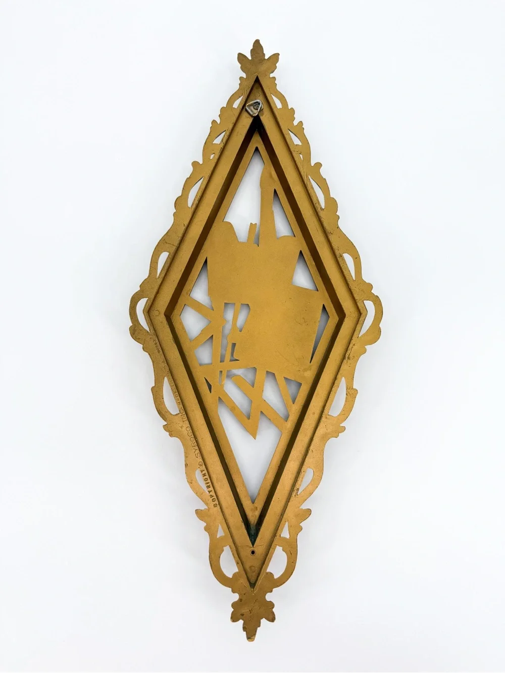 Vintage 60s/70s Syroco Gold Wall Plaques MCM Art & Architecture Diamond Pair